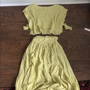 FREE PEOPLE yellow sundown skirt set